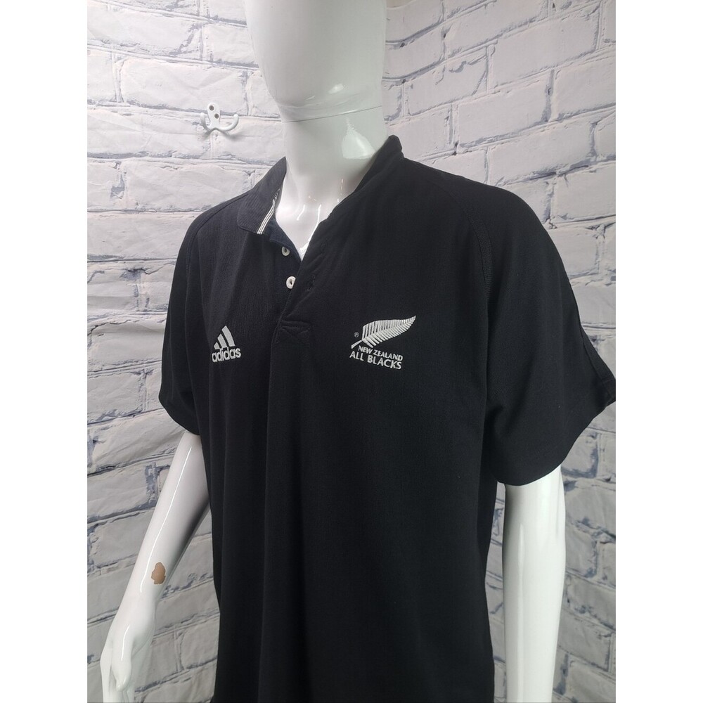 Adidas Vintage 90s Y2K New Zealand All Blacks Rugby Jersey Polo Shirt Large XL